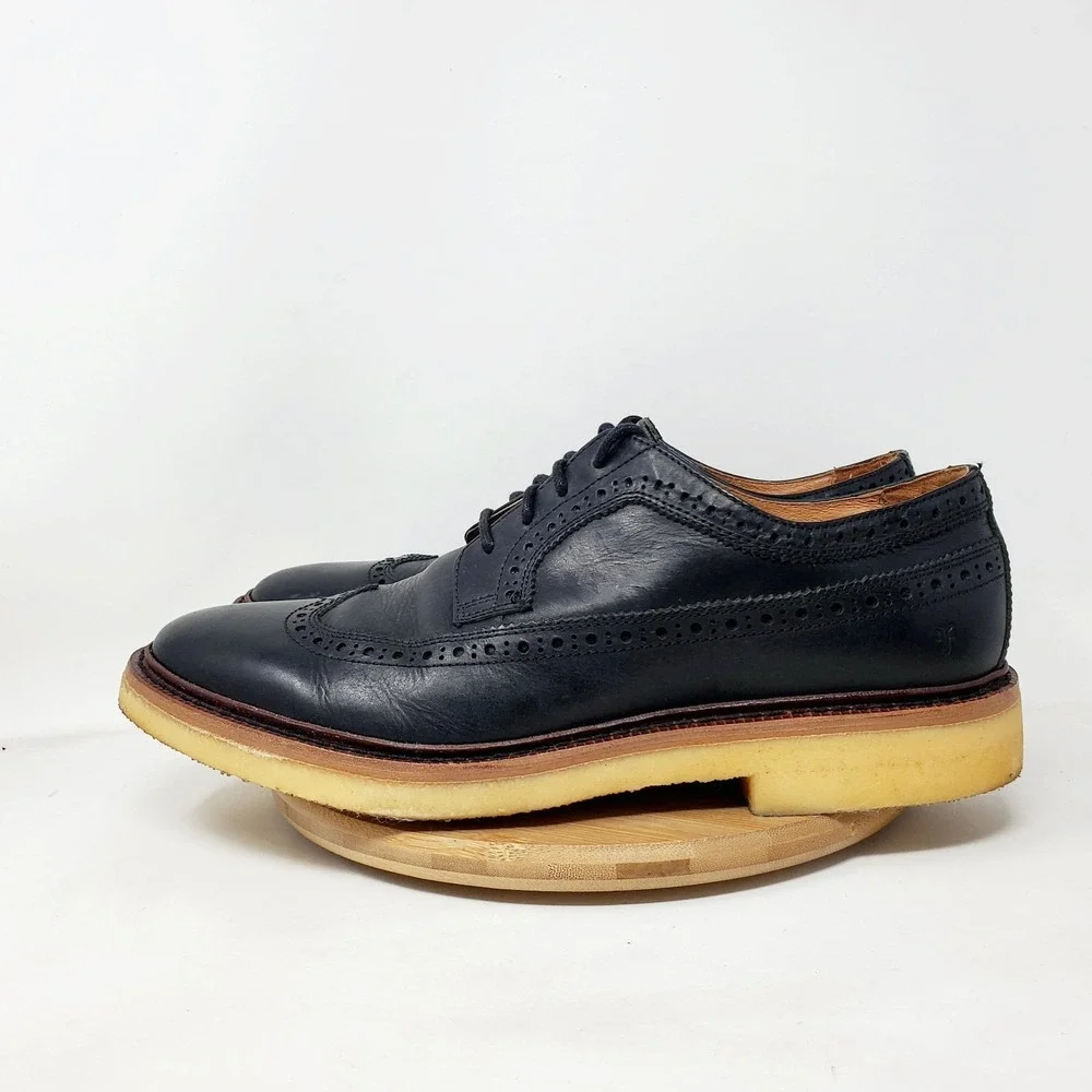 Frye‎ Shoes Mens 11 Luke Black Leather Longwing Brogue Crepe Sole Oxford